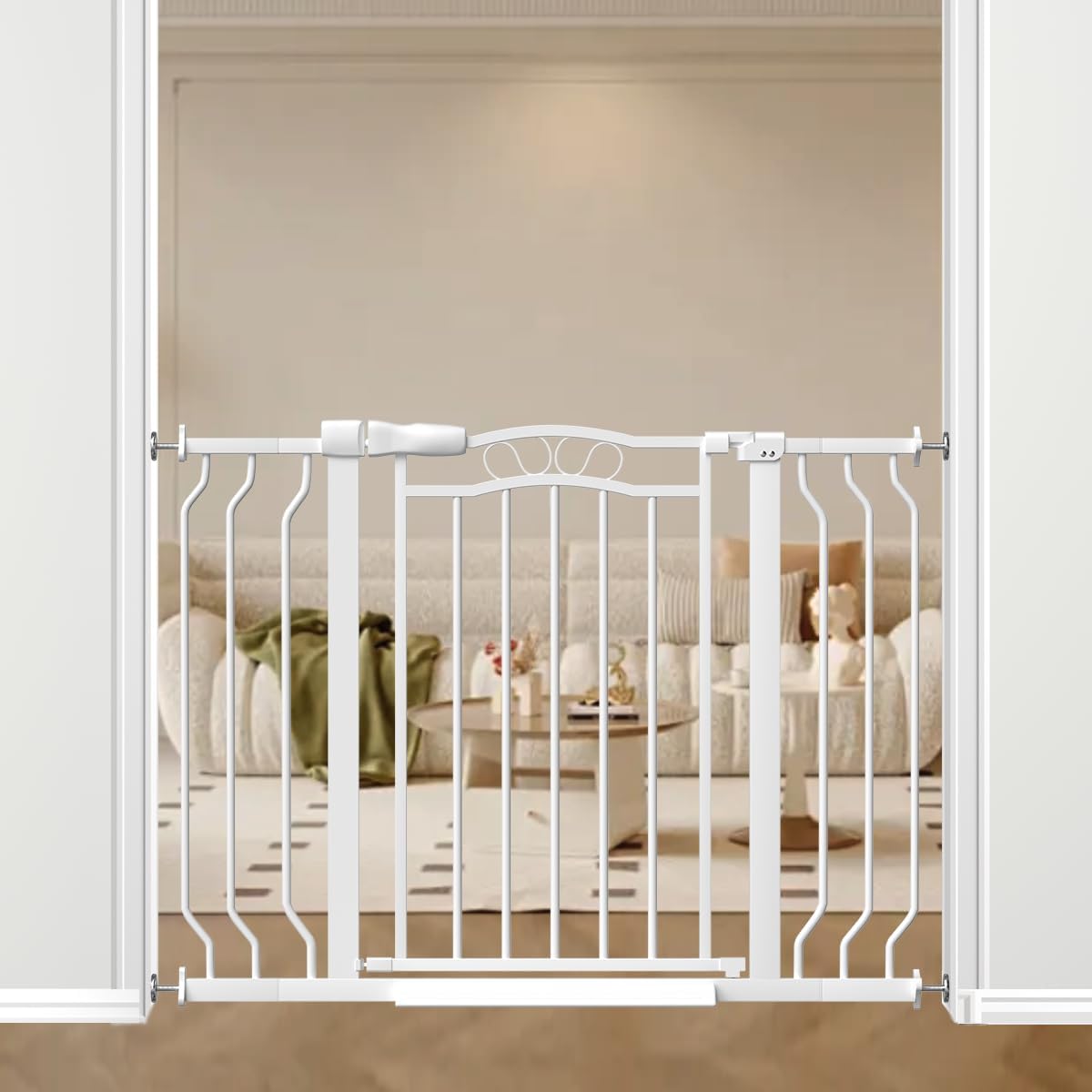 62.5"-71.6" Extra Wide Baby Gate & Dog Gate,Pressure Mounted No Drilling Pet Gate for Doorways & Large Openings, with Walk-Through, Auto-Close & Dual-Direction Swing, Black