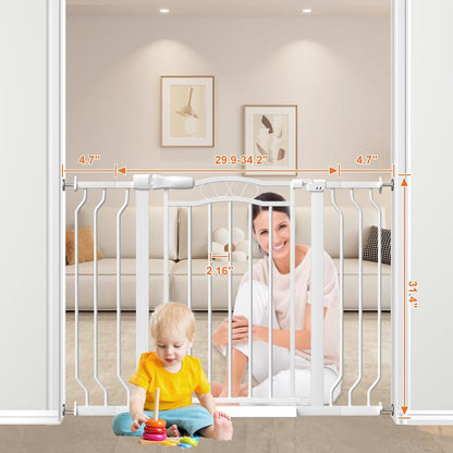 62.5"-71.6" Extra Wide Baby Gate & Dog Gate,Pressure Mounted No Drilling Pet Gate for Doorways & Large Openings, with Walk-Through, Auto-Close & Dual-Direction Swing, Black