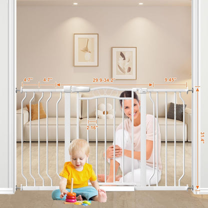 62.5"-71.6" Extra Wide Baby Gate & Dog Gate,Pressure Mounted No Drilling Pet Gate for Doorways & Large Openings, with Walk-Through, Auto-Close & Dual-Direction Swing, Black