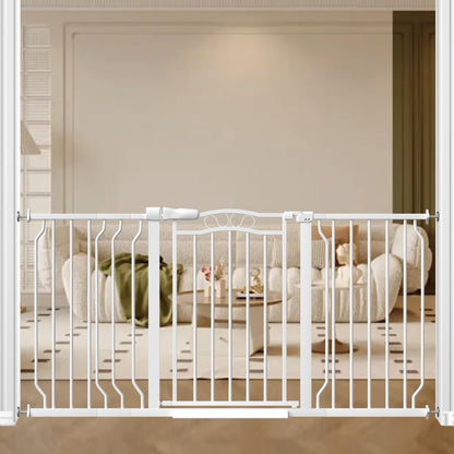 62.5"-71.6" Extra Wide Baby Gate & Dog Gate,Pressure Mounted No Drilling Pet Gate for Doorways & Large Openings, with Walk-Through, Auto-Close & Dual-Direction Swing, Black