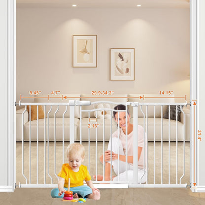 62.5"-71.6" Extra Wide Baby Gate & Dog Gate,Pressure Mounted No Drilling Pet Gate for Doorways & Large Openings, with Walk-Through, Auto-Close & Dual-Direction Swing, Black