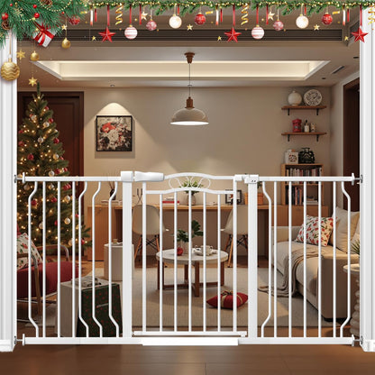 62.5"-71.6" Extra Wide Baby Gate & Dog Gate,Pressure Mounted No Drilling Pet Gate for Doorways & Large Openings, with Walk-Through, Auto-Close & Dual-Direction Swing, Black
