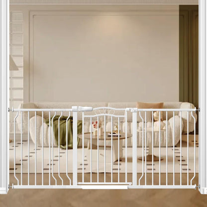 62.5"-71.6" Extra Wide Baby Gate & Dog Gate,Pressure Mounted No Drilling Pet Gate for Doorways & Large Openings, with Walk-Through, Auto-Close & Dual-Direction Swing, Black