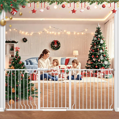62.5"-71.6" Extra Wide Baby Gate & Dog Gate,Pressure Mounted No Drilling Pet Gate for Doorways & Large Openings, with Walk-Through, Auto-Close & Dual-Direction Swing, Black