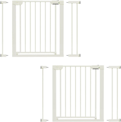 29.5-46" Magnetic Baby Gate for Stairs, Baby Safety Essentials, Auto Close Gate for Doorways, Easy Install Pressure Mounted Dog Gate Indoor, Pet Gates for Dogs, White