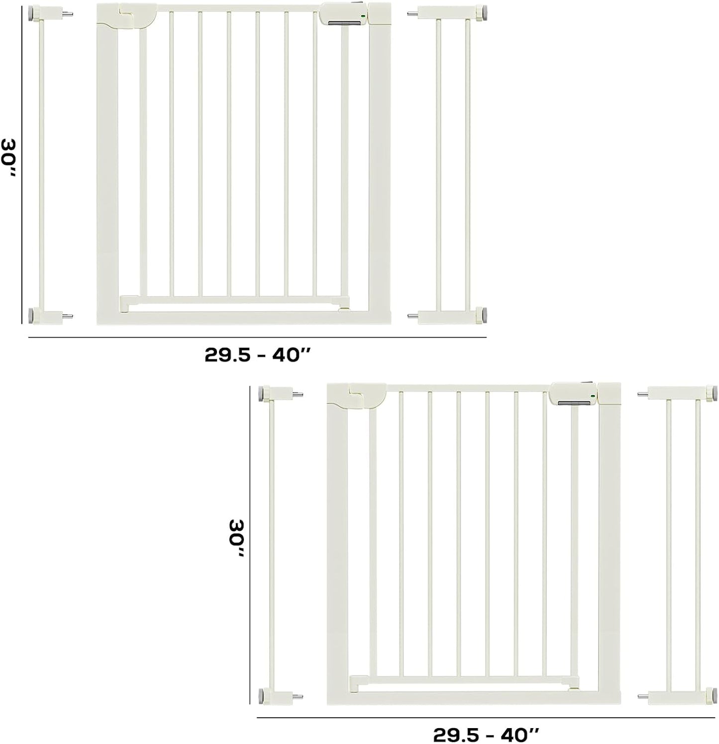 29.5-46" Magnetic Baby Gate for Stairs, Baby Safety Essentials, Auto Close Gate for Doorways, Easy Install Pressure Mounted Dog Gate Indoor, Pet Gates for Dogs, White
