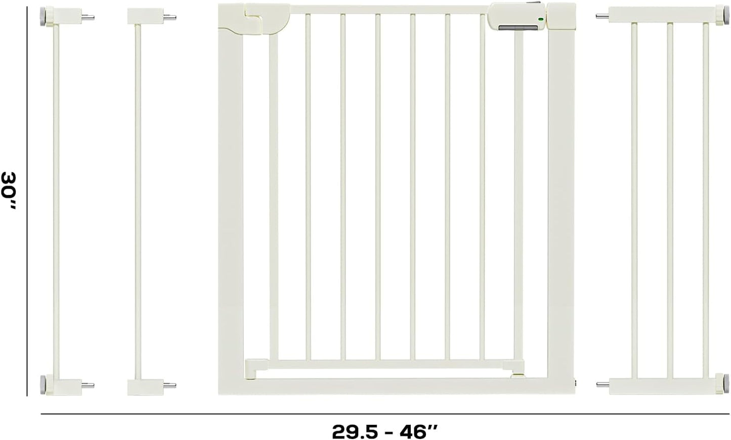 29.5-46" Magnetic Baby Gate for Stairs, Baby Safety Essentials, Auto Close Gate for Doorways, Easy Install Pressure Mounted Dog Gate Indoor, Pet Gates for Dogs, White