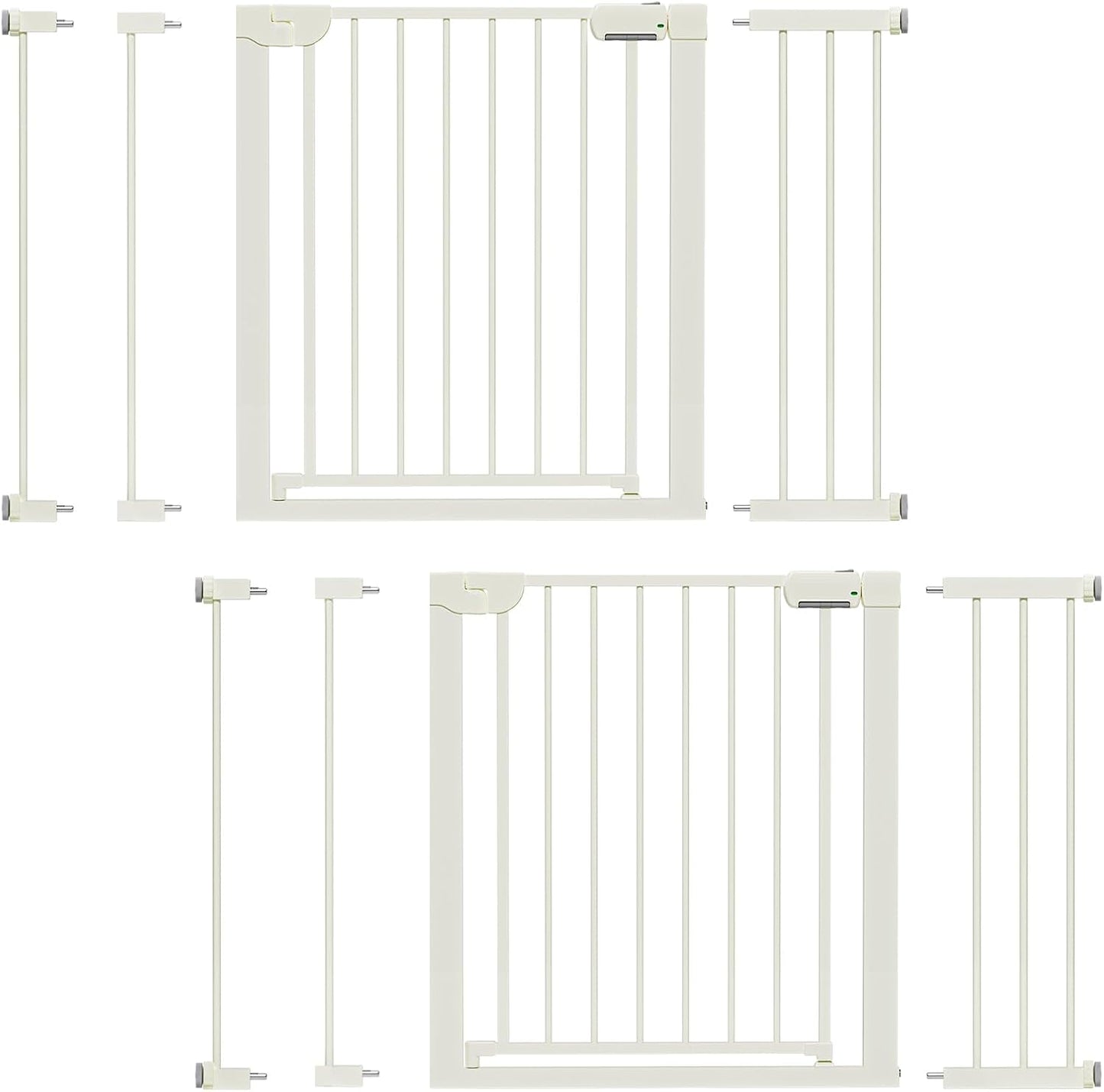 29.5-46" Magnetic Baby Gate for Stairs, Baby Safety Essentials, Auto Close Gate for Doorways, Easy Install Pressure Mounted Dog Gate Indoor, Pet Gates for Dogs, White