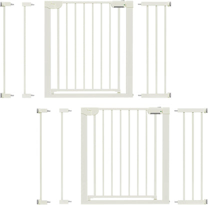 29.5-46" Magnetic Baby Gate for Stairs, Baby Safety Essentials, Auto Close Gate for Doorways, Easy Install Pressure Mounted Dog Gate Indoor, Pet Gates for Dogs, White