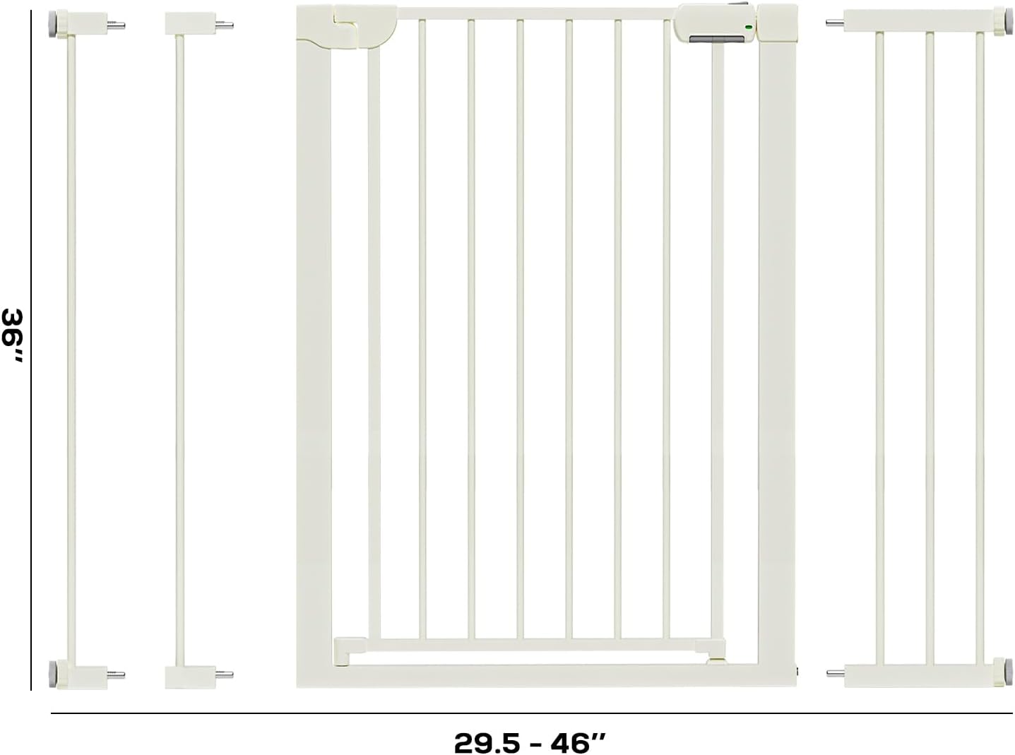29.5-46" Magnetic Baby Gate for Stairs, Baby Safety Essentials, Auto Close Gate for Doorways, Easy Install Pressure Mounted Dog Gate Indoor, Pet Gates for Dogs, White