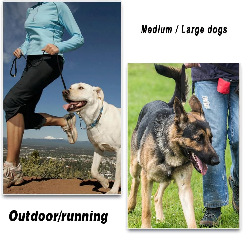 Leather Dog Leash 8ft, Heavy Duty Genuine Leather Braided Dog Training Leash, Soft and Strong Pet Lead for Large, Medium Dogs