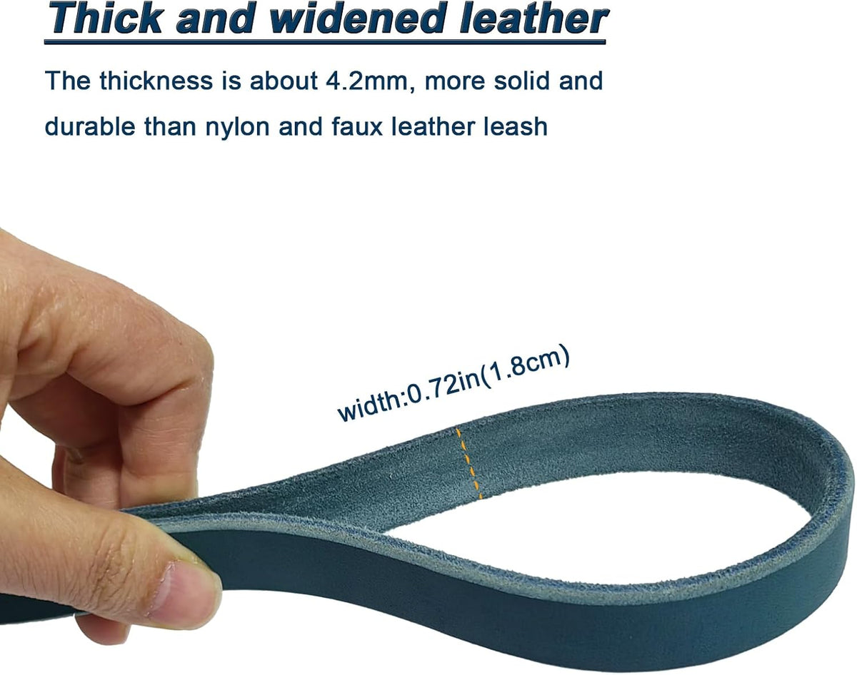 Leather Dog Leash 8ft, Heavy Duty Genuine Leather Braided Dog Training Leash, Soft and Strong Pet Lead for Large, Medium Dogs