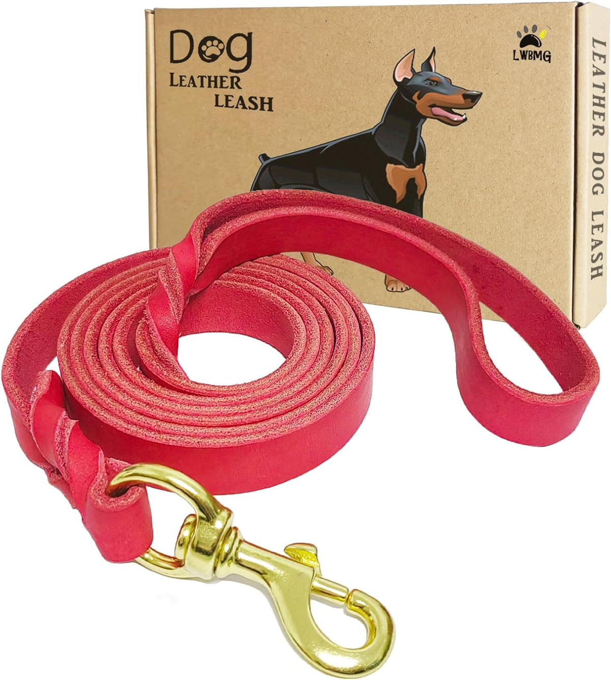 Leather Dog Leash 8ft, Heavy Duty Genuine Leather Braided Dog Training Leash, Soft and Strong Pet Lead for Large, Medium Dogs