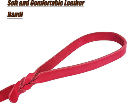 Leather Dog Leash 8ft, Heavy Duty Genuine Leather Braided Dog Training Leash, Soft and Strong Pet Lead for Large, Medium Dogs
