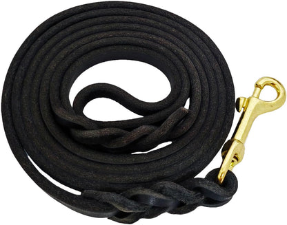 Leather Dog Leash 8ft, Heavy Duty Genuine Leather Braided Dog Training Leash, Soft and Strong Pet Lead for Large, Medium Dogs