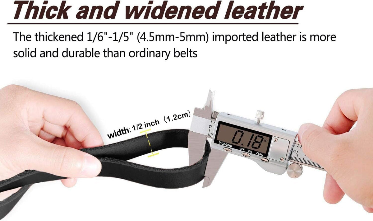 Leather Dog Leash 8ft, Heavy Duty Genuine Leather Braided Dog Training Leash, Soft and Strong Pet Lead for Large, Medium Dogs