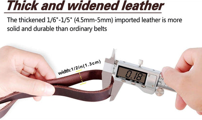 Leather Dog Leash 8ft, Heavy Duty Genuine Leather Braided Dog Training Leash, Soft and Strong Pet Lead for Large, Medium Dogs