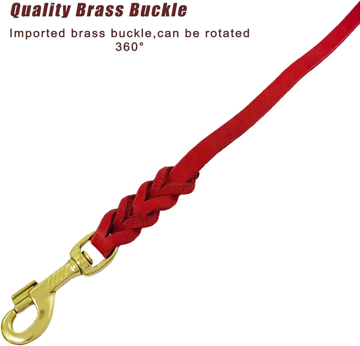 Leather Dog Leash 8ft, Heavy Duty Genuine Leather Braided Dog Training Leash, Soft and Strong Pet Lead for Large, Medium Dogs