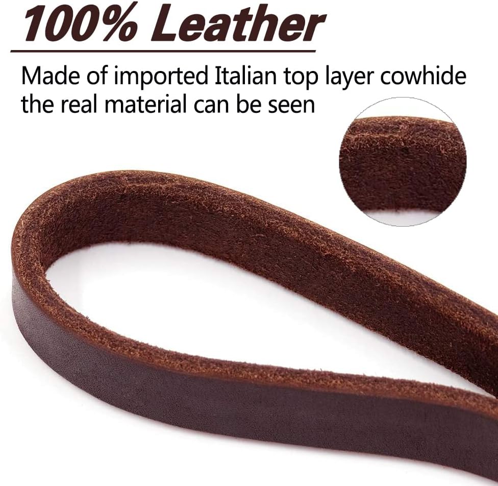 Leather Dog Leash 8ft, Heavy Duty Genuine Leather Braided Dog Training Leash, Soft and Strong Pet Lead for Large, Medium Dogs