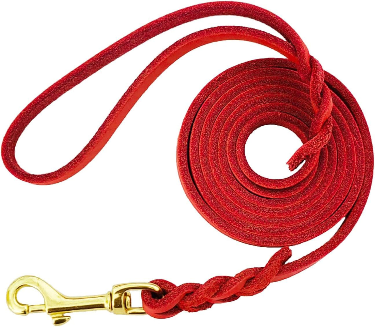 Leather Dog Leash 8ft, Heavy Duty Genuine Leather Braided Dog Training Leash, Soft and Strong Pet Lead for Large, Medium Dogs