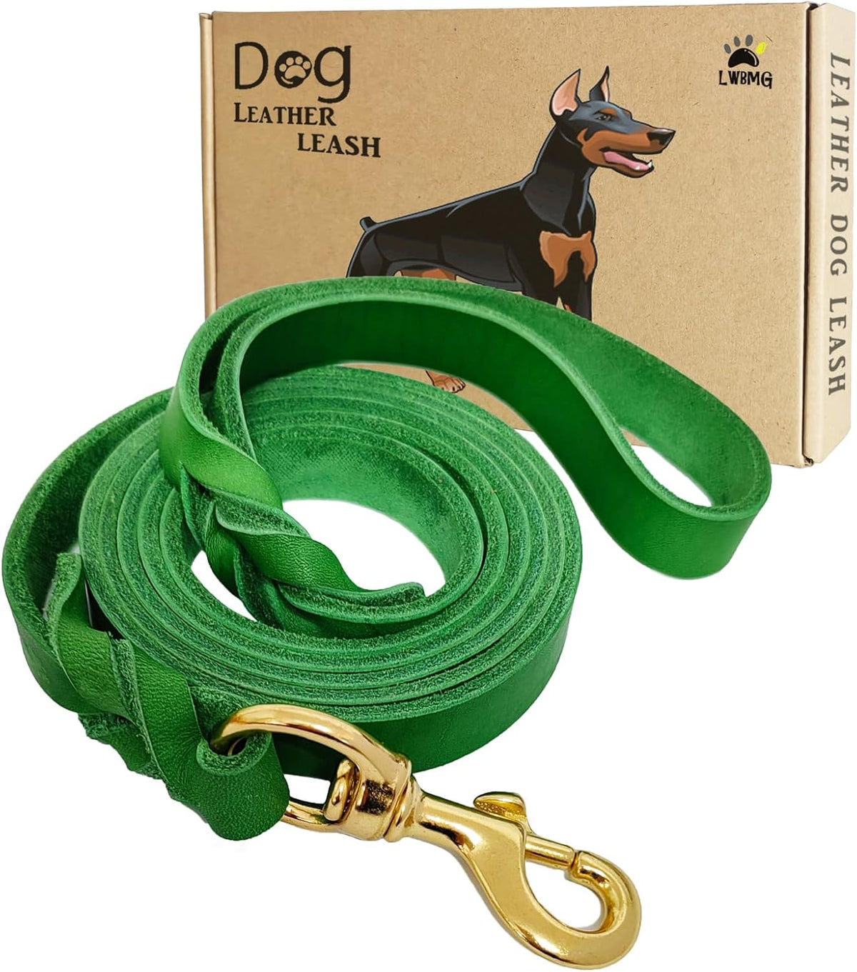 Leather Dog Leash 8ft, Heavy Duty Genuine Leather Braided Dog Training Leash, Soft and Strong Pet Lead for Large, Medium Dogs