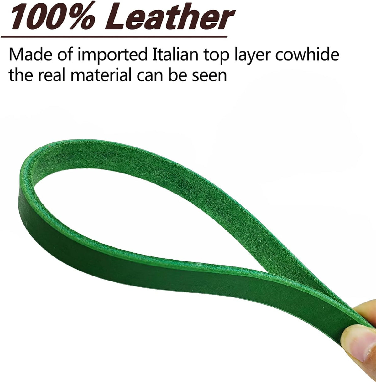 Leather Dog Leash 8ft, Heavy Duty Genuine Leather Braided Dog Training Leash, Soft and Strong Pet Lead for Large, Medium Dogs