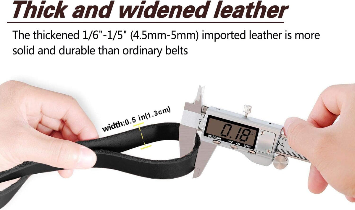 Leather Dog Leash 8ft, Heavy Duty Genuine Leather Braided Dog Training Leash, Soft and Strong Pet Lead for Large, Medium Dogs