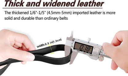 Leather Dog Leash 8ft, Heavy Duty Genuine Leather Braided Dog Training Leash, Soft and Strong Pet Lead for Large, Medium Dogs