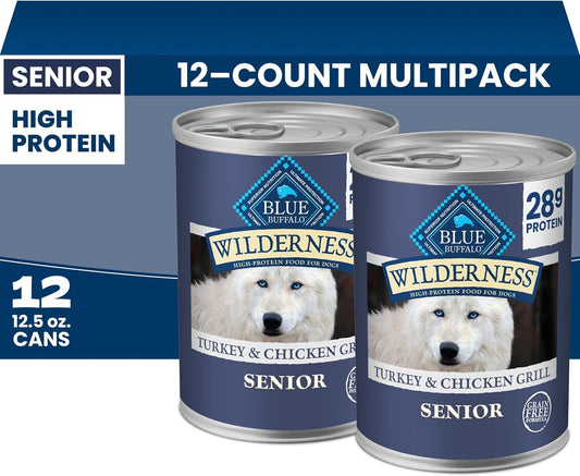 Blue Buffalo Wilderness Turkey & Chicken Senior Wet Dog Food, 12.5 oz, 12pk