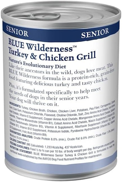 Blue Buffalo Wilderness Turkey & Chicken Senior Wet Dog Food, 12.5 oz, 12pk