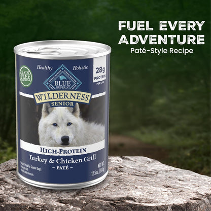 Blue Buffalo Wilderness Turkey & Chicken Senior Wet Dog Food, 12.5 oz, 12pk