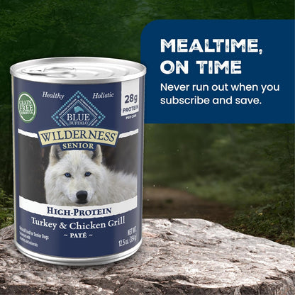 Blue Buffalo Wilderness Turkey & Chicken Senior Wet Dog Food, 12.5 oz, 12pk