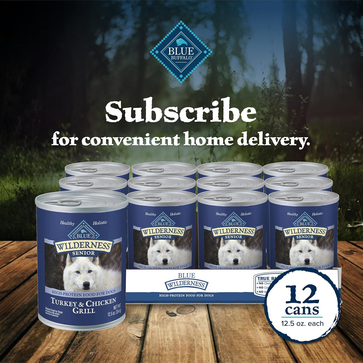 Blue Buffalo Wilderness Turkey & Chicken Senior Wet Dog Food, 12.5 oz, 12pk