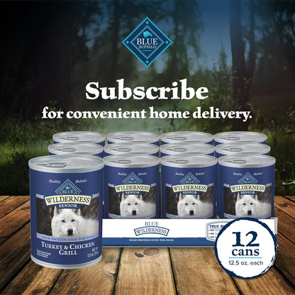 Blue Buffalo Wilderness Turkey & Chicken Senior Wet Dog Food, 12.5 oz, 12pk