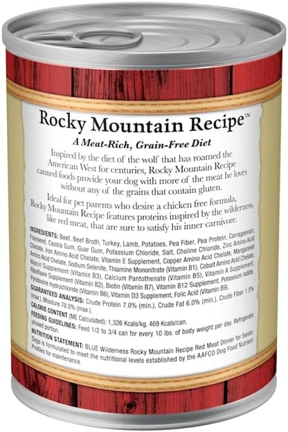 Blue Buffalo Wilderness Turkey & Chicken Senior Wet Dog Food, 12.5 oz, 12pk