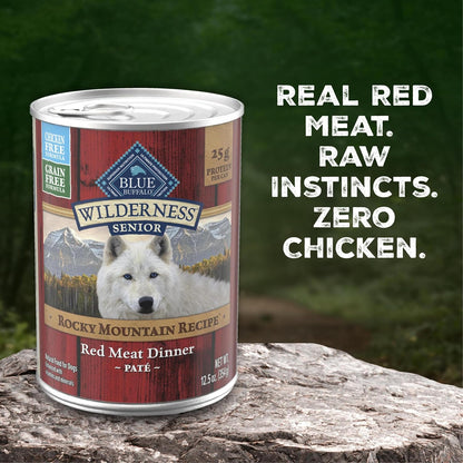 Blue Buffalo Wilderness Turkey & Chicken Senior Wet Dog Food, 12.5 oz, 12pk