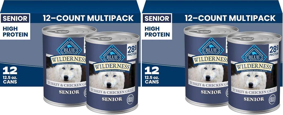 Blue Buffalo Wilderness Turkey & Chicken Senior Wet Dog Food, 12.5 oz, 12pk