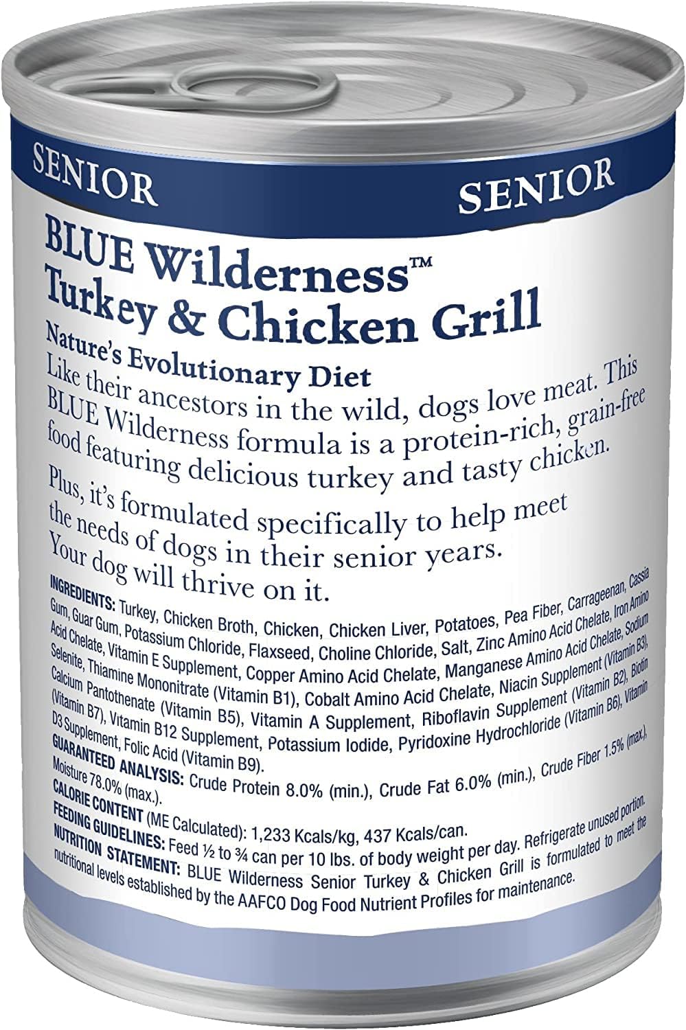 Blue Buffalo Wilderness Turkey & Chicken Senior Wet Dog Food, 12.5 oz, 12pk
