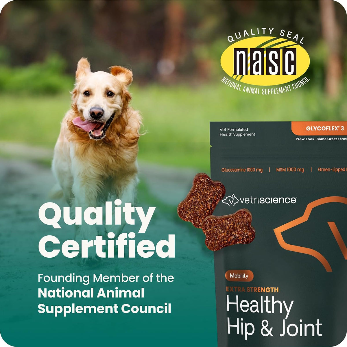 VetriScience Extra Strength Healthy Hip & Joint for Dogs, Chicken, 120ct