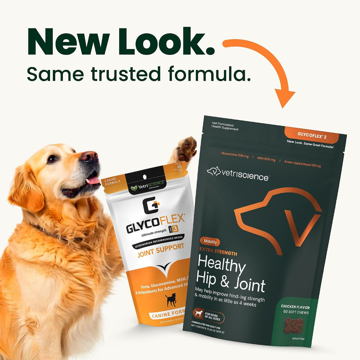 VetriScience Extra Strength Healthy Hip & Joint for Dogs, Chicken, 120ct