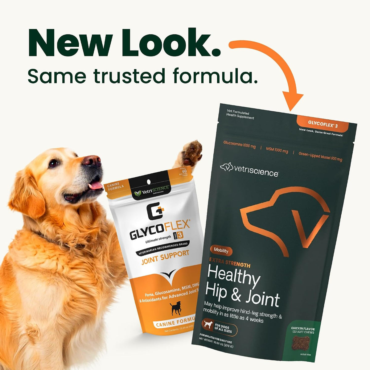 VetriScience Extra Strength Healthy Hip & Joint for Dogs, Chicken, 120ct