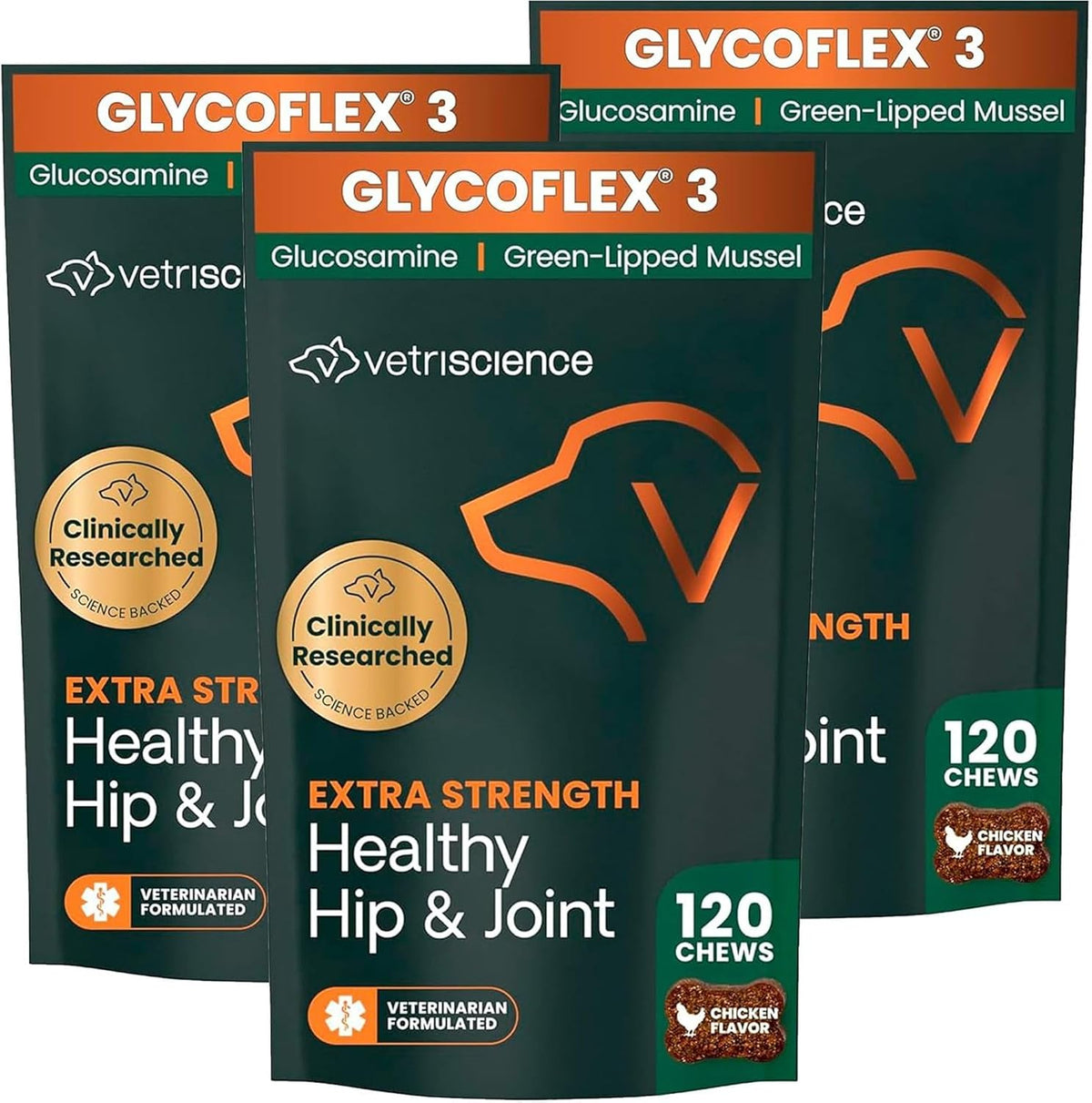 VetriScience Extra Strength Healthy Hip & Joint for Dogs, Chicken, 120ct