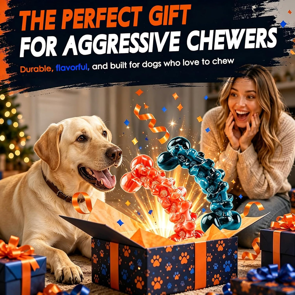 Dog Toys for Aggressive Chewers,Indestructible Dog Chew Toy