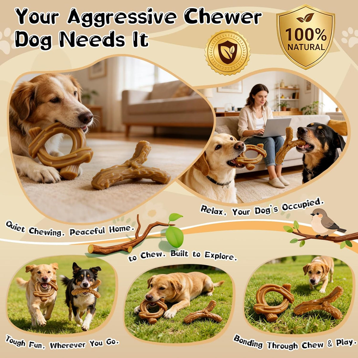 Dog Toys for Aggressive Chewers,Indestructible Dog Chew Toy