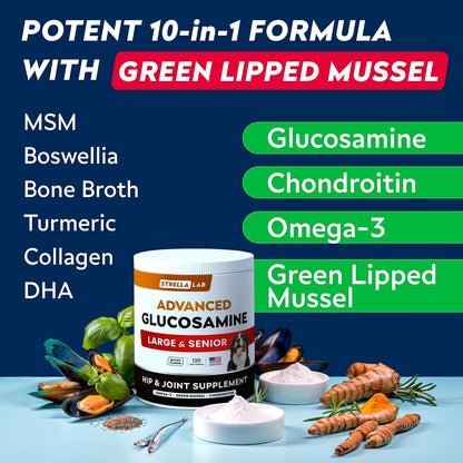 Advanced Glucosamine for Dogs, Collagen&Green Lipped Mussel