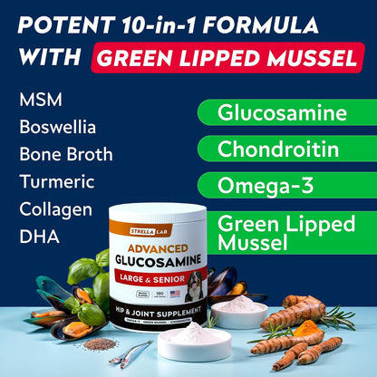 Advanced Glucosamine for Dogs, Collagen&Green Lipped Mussel
