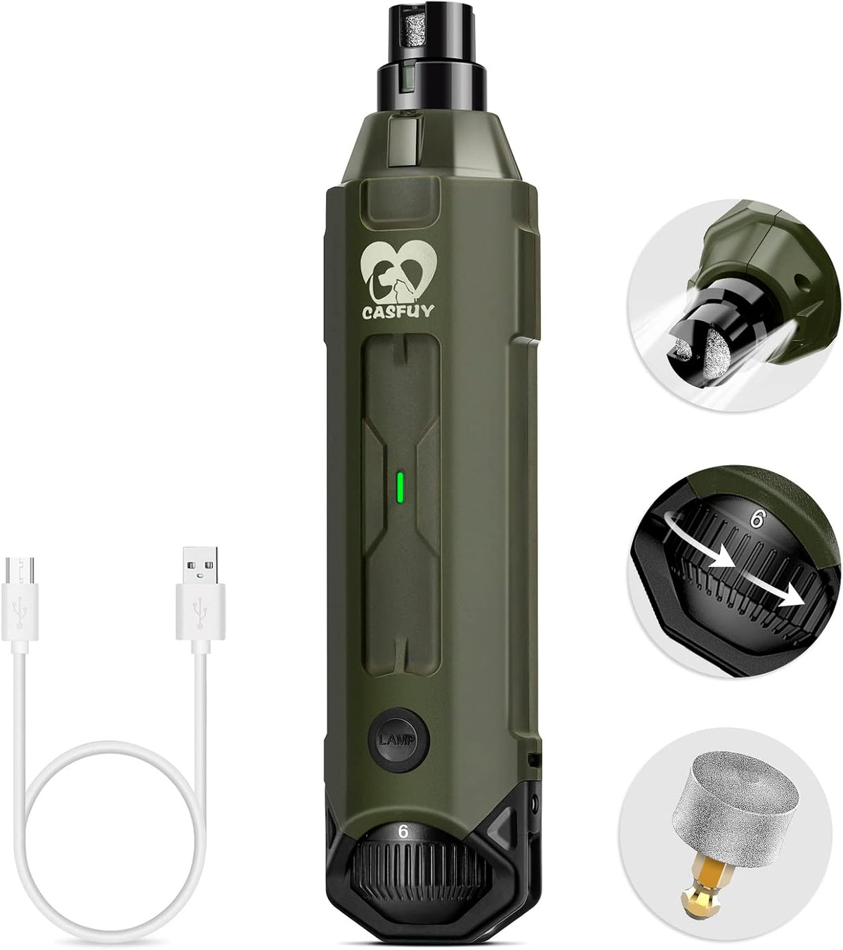 6-Speed Dog Nail Grinder - Newest Enhanced Pet Nail Grinder Super Quiet Rechargeable Electric Dog Nail Trimmer Painless Paws Grooming & Smoothing Tool for Large Medium Small Dogs (Blue)