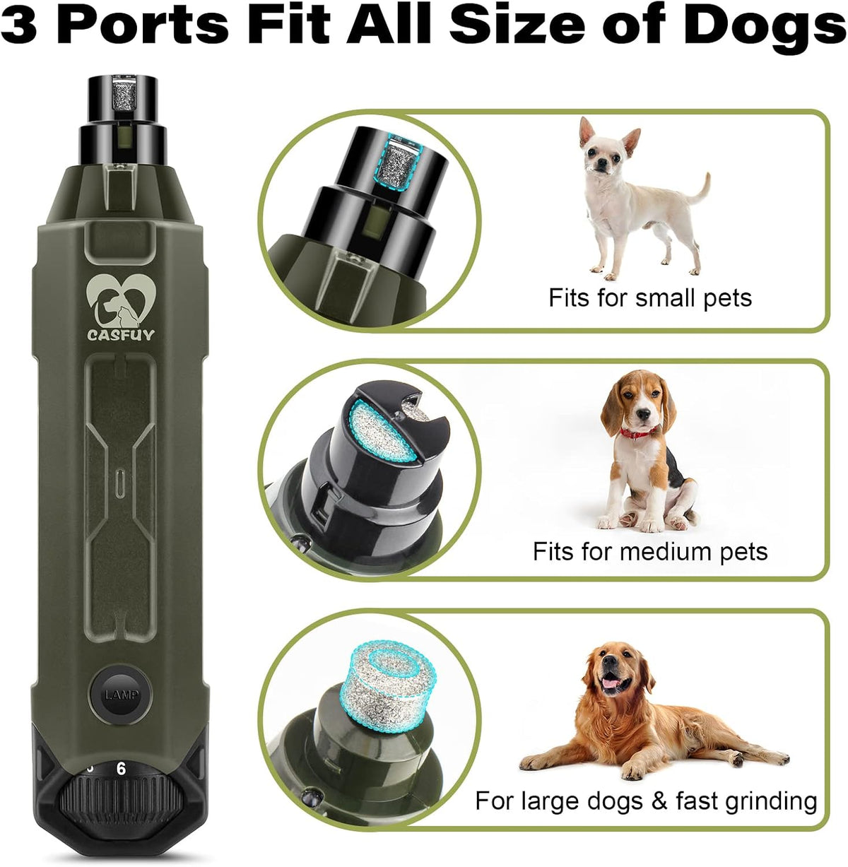6-Speed Dog Nail Grinder - Newest Enhanced Pet Nail Grinder Super Quiet Rechargeable Electric Dog Nail Trimmer Painless Paws Grooming & Smoothing Tool for Large Medium Small Dogs (Blue)