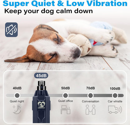 6-Speed Dog Nail Grinder - Newest Enhanced Pet Nail Grinder Super Quiet Rechargeable Electric Dog Nail Trimmer Painless Paws Grooming & Smoothing Tool for Large Medium Small Dogs (Blue)