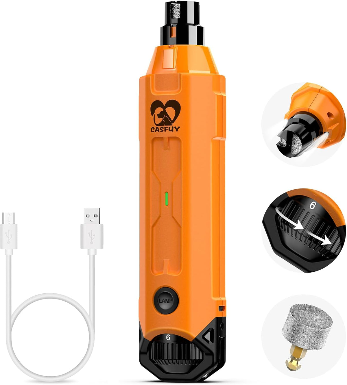 6-Speed Dog Nail Grinder - Newest Enhanced Pet Nail Grinder Super Quiet Rechargeable Electric Dog Nail Trimmer Painless Paws Grooming & Smoothing Tool for Large Medium Small Dogs (Blue)